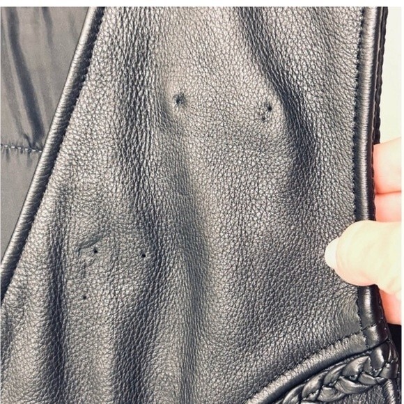 Unik Black Leather Vest with Lace-Up Sides, Braided Leather, HOG Patches LARGE - Picture 11 of 15